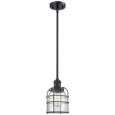 Innovations Lighting Bell Cage 6" Matte Black Mini Pendant W/ Clear Shade In Gray
