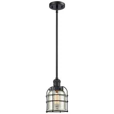 Innovations Lighting Bell Cage 6" Matte Black Mini Pendant W/ Silver Plated Mercury Shade