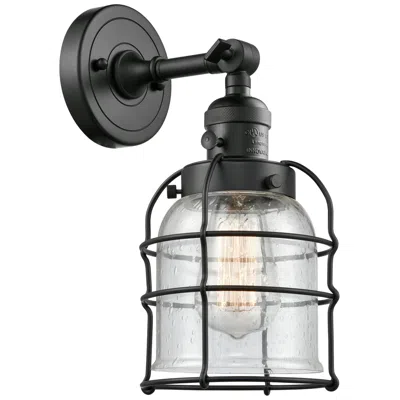 Innovations Lighting Bell Cage 6" Matte Black Sconce W/ Seedy Shade