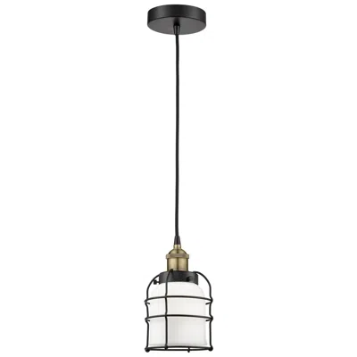Innovations Lighting Bell Cage 6" Wide Black Brass Corded Mini Pendant With White Shade