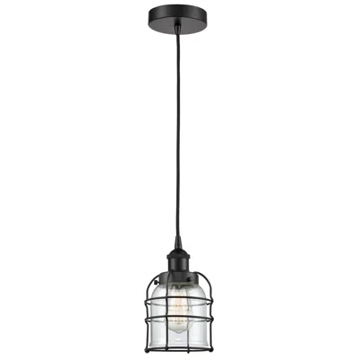 Innovations Lighting Bell Cage 6" Wide Matte Black Corded Mini Pendant With Clear Shade