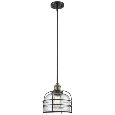 Innovations Lighting Bell Cage 9" Black Antique Brass Mini Pendant W/ Clear Shade