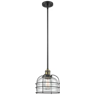 Innovations Lighting Bell Cage 9" Black Antique Brass Mini Pendant W/ Seedy Shade