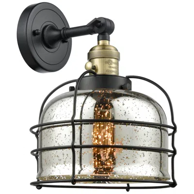 Innovations Lighting Bell Cage 9" Black Antique Brass Sconce W/ Silver Plated Mercury Shade
