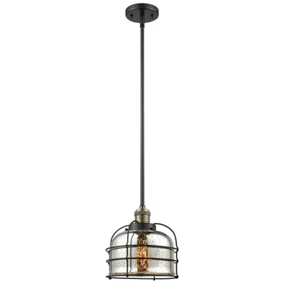 Innovations Lighting Bell Cage 9" Black Brass Mini Pendant W/ Silver Plated Mercury Shade