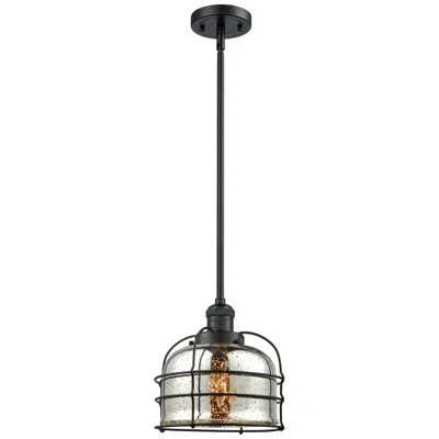Innovations Lighting Bell Cage 9" Matte Black Mini Pendant W/ Silver Plated Mercury Shade