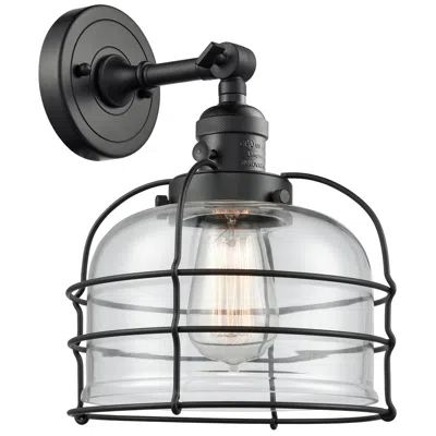 Innovations Lighting Bell Cage 9" Matte Black Sconce W/ Clear Shade