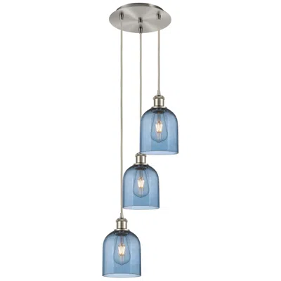 Innovations Lighting Bella 12"w Brushed Nickel And Blue Glass Multi-light Pendant
