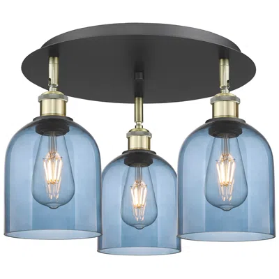 Innovations Lighting Bella 17 1/4" Wide Black Brass Ceiling Light W/ Blue Shade
