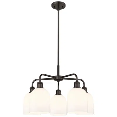 Innovations Lighting Bella 23.5"w 5-light Oiled Bronze Stem Chandelier W/ Gloss White Shade