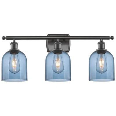 Innovations Lighting Bella 25 1/2" Wide Bronze 3-light Bath Light W/ Blue Shades