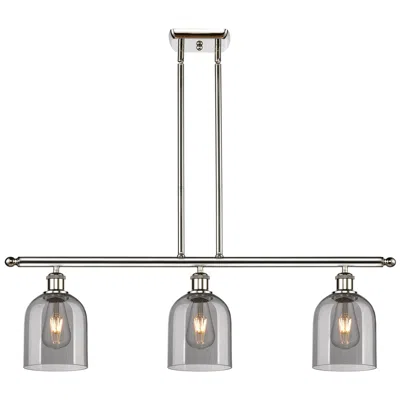 Innovations Lighting Bella 36"w 3-light Polished Nickel Stem Island Light W/ Smoke Shade