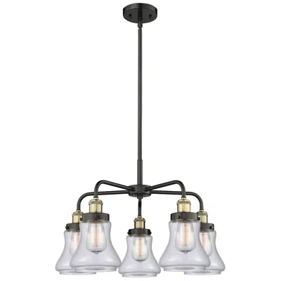 Innovations Lighting Bellmont 24"w 5 Light Black Brass Stem Hung Chandelier W/ Clear Shade