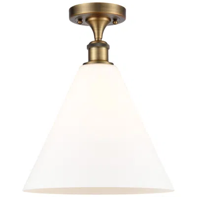 Innovations Lighting Berkshire  12" Led Semi-flush Mount - Brushed Brass - Matte White Shad