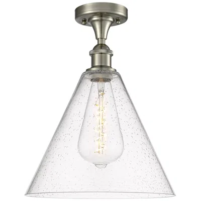 Innovations Lighting Berkshire  12" Led Semi-flush Mount - Brushed Satin Nickel - Seedy Sha