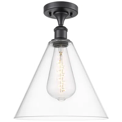 Innovations Lighting Berkshire  12" Led Semi-flush Mount - Matte Black - Clear Shade