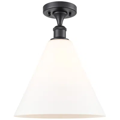 Innovations Lighting Berkshire  12" Led Semi-flush Mount - Matte Black - Matte White Shade