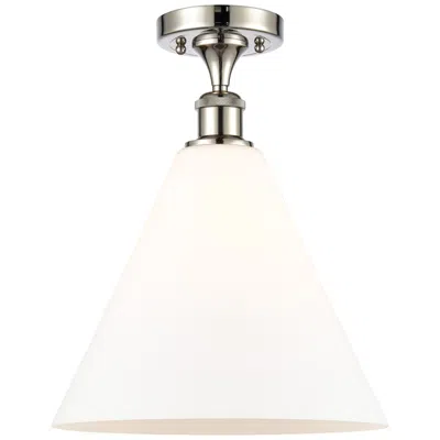 Innovations Lighting Berkshire  12" Led Semi-flush Mount - Polished Nickel - Matte White Sh