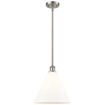 Innovations Lighting Berkshire 12" Mini Pendant - Brushed Satin Nickel - Matte White Shade