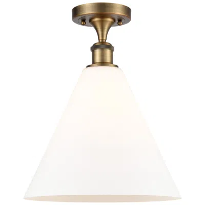 Innovations Lighting Berkshire  12" Semi-flush Mount - Brushed Brass - Matte White Shade