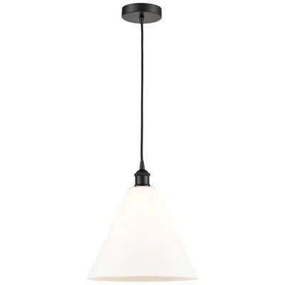 Innovations Lighting Berkshire 12" Wide Matte Black And White Glass Mini Pendant