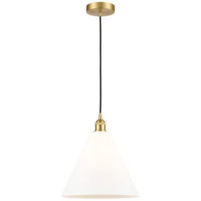Innovations Lighting Berkshire 12"w Satin Gold Corded Mini Pendant W/ Matte White Shade