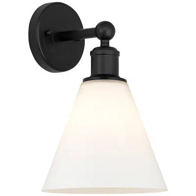 Innovations Lighting Berkshire 13"high Matte Black Sconce With Matte White Shade
