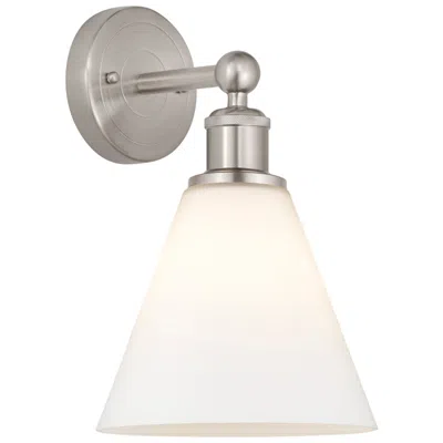 Innovations Lighting Berkshire 13"high Satin Nickel Sconce With Matte White Shade