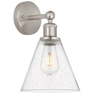 Innovations Lighting Berkshire 13"high Satin Nickel Sconce With Seedy Shade