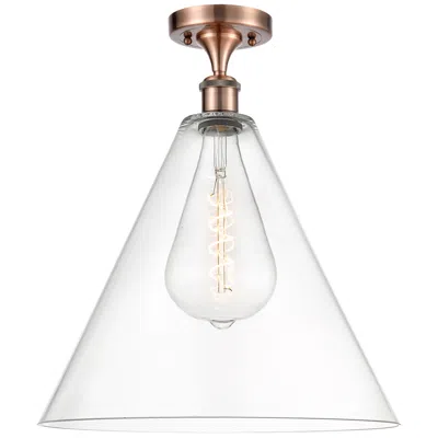 Innovations Lighting Berkshire  16" Led Semi-flush Mount - Antique Copper - Clear Shade