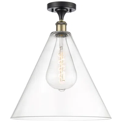 Innovations Lighting Berkshire  16" Led Semi-flush Mount - Black Antique Brass - Clear Shad