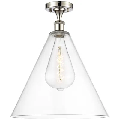 Innovations Lighting Berkshire  16" Led Semi-flush Mount - Polished Nickel - Clear Shade