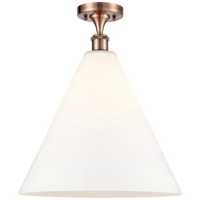Innovations Lighting Berkshire  16" Semi-flush Mount - Antique Copper - Matte White Shade