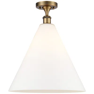 Innovations Lighting Berkshire  16" Semi-flush Mount - Brushed Brass - Matte White Shade