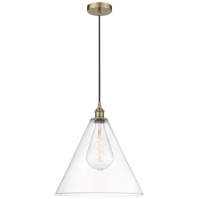 Innovations Lighting Berkshire 16" Wide Antique Brass Corded Mini Pendant W/ Clear Shade In Gold