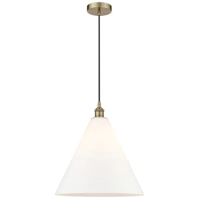 Innovations Lighting Berkshire 16"w Antique Brass Corded Mini Pendant W/ Matte White Shade