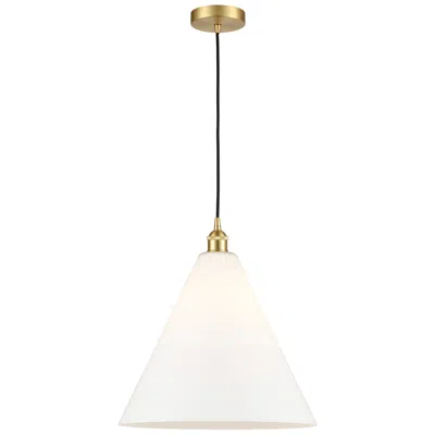 Innovations Lighting Berkshire 16"w Satin Gold Corded Mini Pendant W/ Matte White Shade