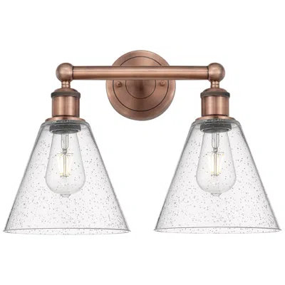 Innovations Lighting Berkshire 17"w 2 Light Antique Copper Bath Vanity Light With Seedy Sha