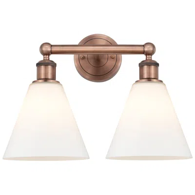 Innovations Lighting Berkshire 17"w 2 Light Antique Copper Bath Vanity Light With White Sha