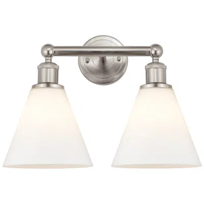 Innovations Lighting Berkshire 17"w 2 Light Satin Nickel Bath Vanity Light With White Shade In Silver