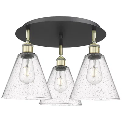 Innovations Lighting Berkshire 19.75"w 3 Light Black Antique Brass Flush Mount W/ Seedy Sha