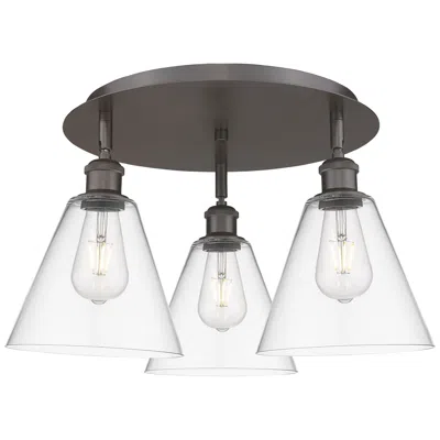 Innovations Lighting Berkshire 19.75"w 3 Light Oil Rubbed Bronze Flush Mount W/ Clear Shade