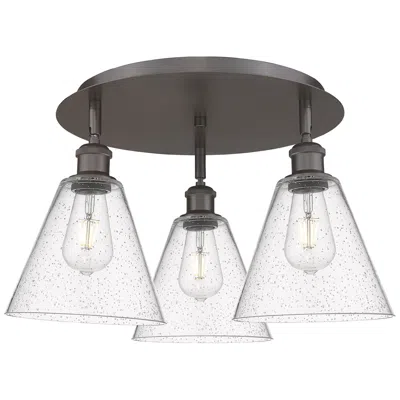 Innovations Lighting Berkshire 19.75"w 3 Light Oil Rubbed Bronze Flush Mount W/ Seedy Shade