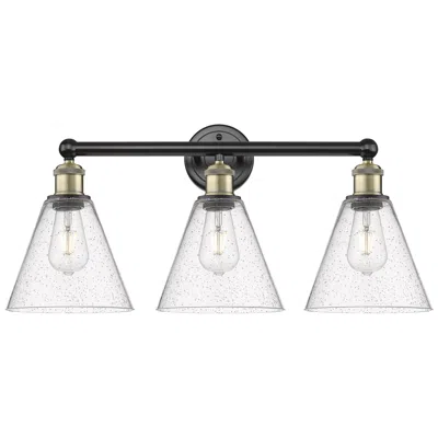 Innovations Lighting Berkshire 26"w 3 Light Black Antique Brass Bath Light With Seedy Shade