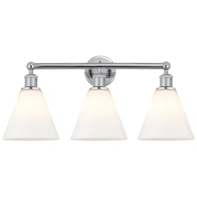 Innovations Lighting Berkshire 26"w 3 Light Polished Chrome Bath Vanity Light With White Sh