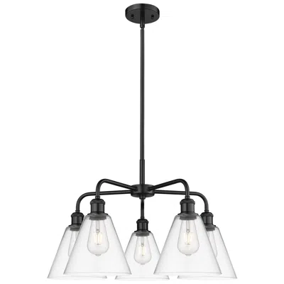 Innovations Lighting Berkshire 26"w 5 Light Matte Black Stem Hung Chandelier With Clear Sha