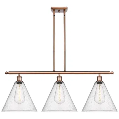 Innovations Lighting Berkshire 3 Light 39" Led Island Light - Antique Copper  - Seedy Shade