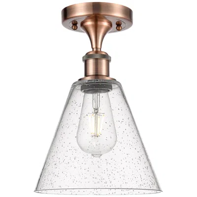 Innovations Lighting Berkshire  8" Led Semi-flush Mount - Antique Copper - Seedy Shade