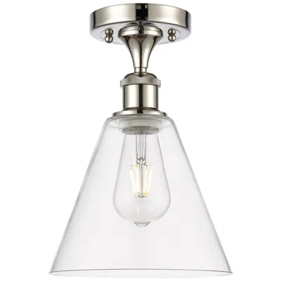Innovations Lighting Berkshire  8" Led Semi-flush Mount - Polished Nickel - Clear Shade
