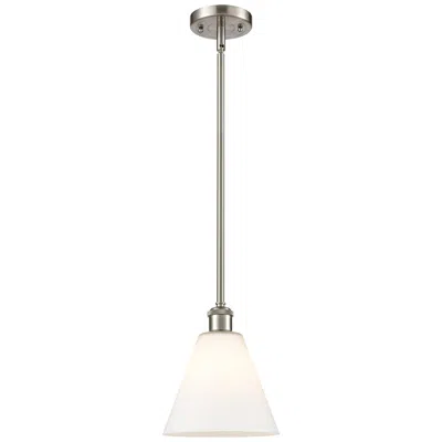 Innovations Lighting Berkshire 8" Mini Pendant - Brushed Satin Nickel - Matte White Shade